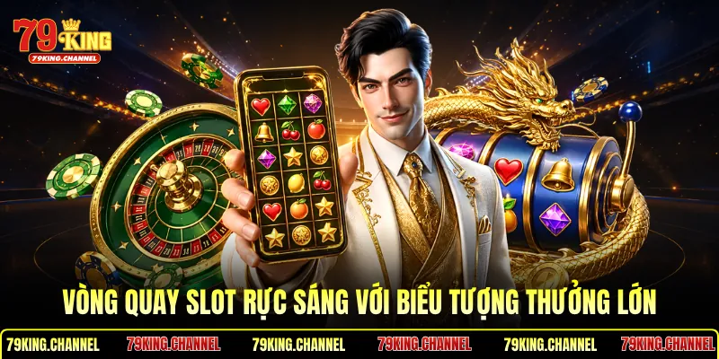 Vòng quay slot rực sáng với biểu tượng thưởng lớn